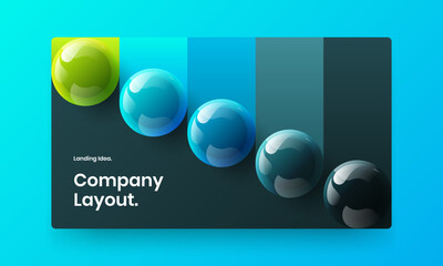 Colorful journal cover design vector concept. Creative 3D balls site template.