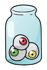 Jar with eyes cartoon illustration isolated on white background