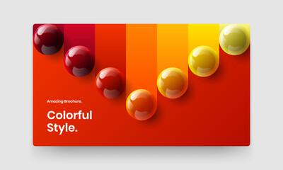 Geometric catalog cover design vector illustration. Vivid realistic spheres corporate identity concept.