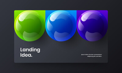 Unique annual report design vector concept. Amazing realistic balls site layout.