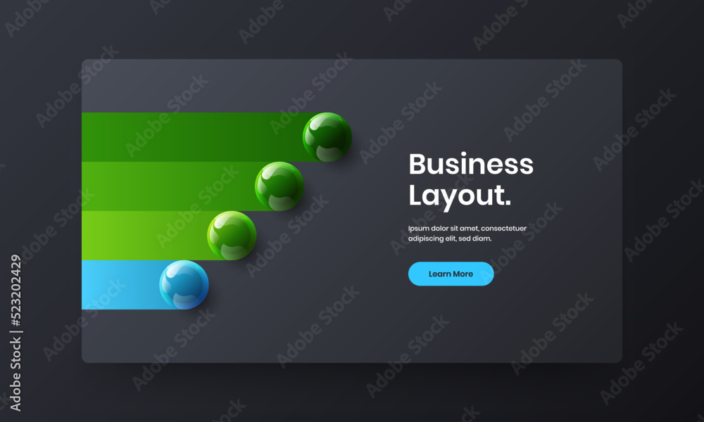 Wall mural premium 3d balls site screen illustration. isolated web banner vector design layout.