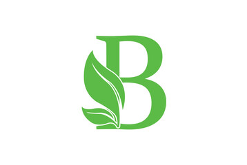 B letter logo with leaf. Creative modern Nature logo design for B © Mubashar
