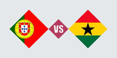 Portugal vs Ghana flag concept. Vector illustration.