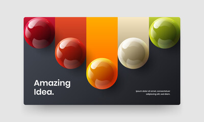 Original site screen vector design layout. Bright 3D spheres book cover illustration.