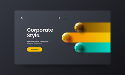 Clean company identity vector design illustration. Geometric realistic spheres booklet layout.