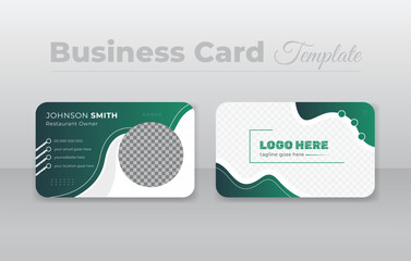 Elegant green color business card template - simple and clean business card design