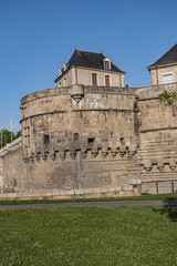 Fototapeta premium Architectural detail of Castle of Dukes of Brittany (Chateau des ducs de Bretagne). Castle was residence of Dukes of Brittany between XIII and XIV centuries. Nantes, Loire-Atlantique, France.