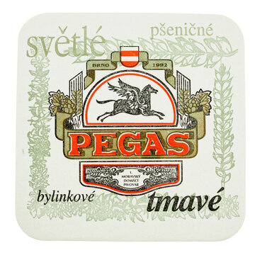 Beermat of Czech beer Pegas isolated