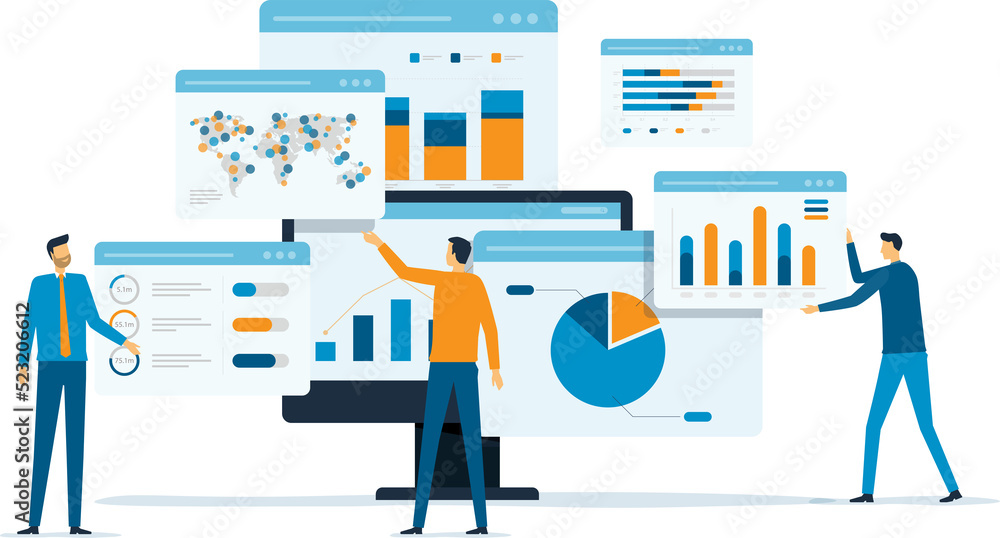 Leinwandbilder business team analytics and monitoring on web report dashboard monitor concept 