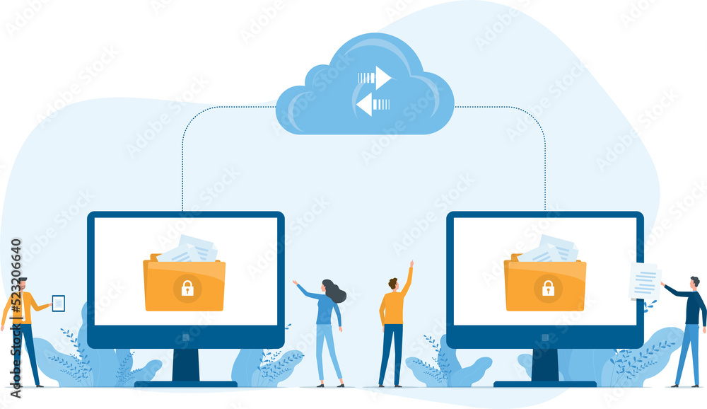 Aufkleber  technology cloud computing service and technology file upload backup on cloud server storage concept