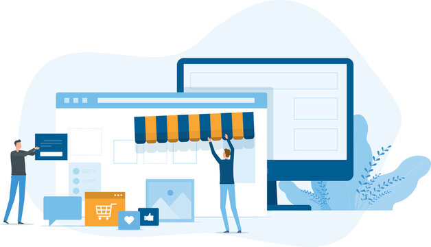 business team working developer and designer team create an online store shop concept	
