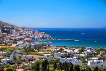 Naklejka na ściany i meble mpatsi or batsi city in andros island greece