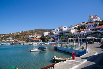 Naklejka na ściany i meble mpatsi or batsi city in andros island greece
