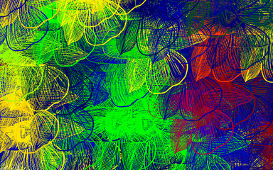 Dark Multicolor vector doodle pattern with flowers.