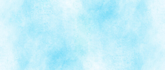 Cloudy sky blue color paper texture background, ocean blue watercolor background, light blue grunge texture with stains, brush painted blue sky clouds, blue background vector illustration.