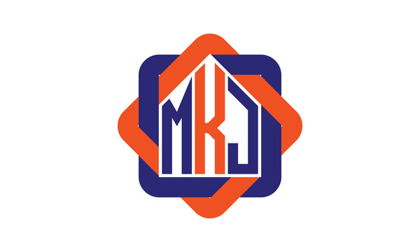MKJ three letter real estate logo with home icon logo design vector template | construction logo | housing logo | engineering logo | initial letter logo | minimalist logo | property logo |