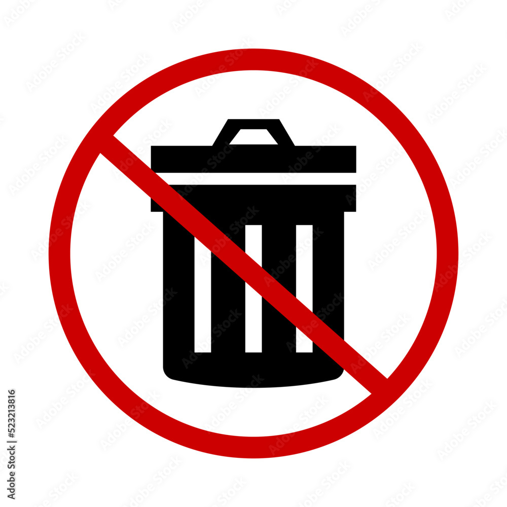 Poster no dumping. no trash. trash can and no dumping sign. trash dumping restriction. vector.