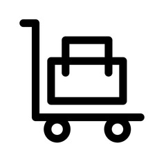 Cart icon with business bag on it. Vector.