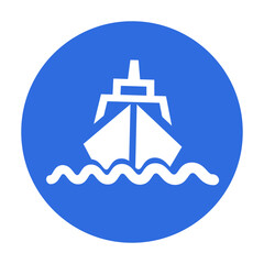 Obraz na płótnie Canvas Ship across the sea symbol. Shipping industry and cruise. Vector.