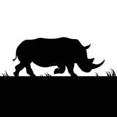 Rhino silhouette isolated on white background. Rhinoceros icon. Vector illustration, print, poster, logo, web, cutout. animal stencil cutout. Wildlife graphic, savanna, Africa symbol. Vector EPS10