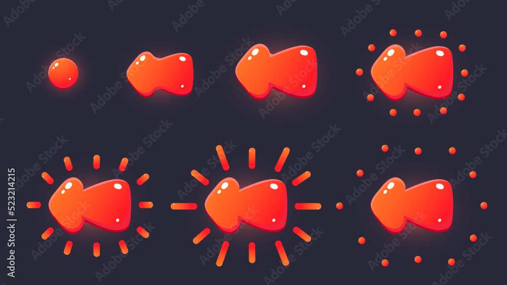 Poster click animation. cartoon cursor click frame sequence, pointer interaction sprite user interface game