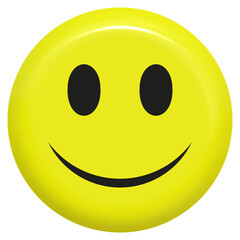 smiley 3d isolated - yellow color, simple smile