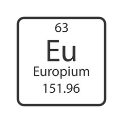 Europium symbol. Chemical element of the periodic table. Vector illustration.