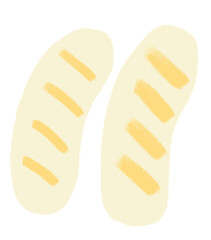 Sausage breakfast food set elements hand drawn doodle minimal style pastel color illustration