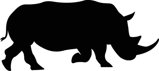 Rhino silhouette isolated on white background. Rhinoceros icon. Vector illustration, print, poster, logo, web, cutout. animal stencil cutout. Wildlife graphic, savanna, Africa symbol. Vector EPS10