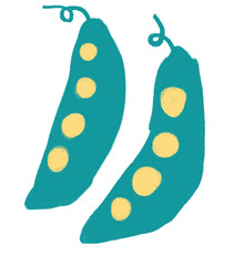 Green pea breakfast food set elements hand drawn doodle minimal style pastel color illustration