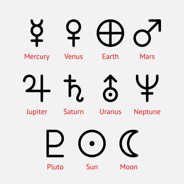 Astronomical objects symbols icon set