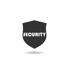 Security shield icon with shadow