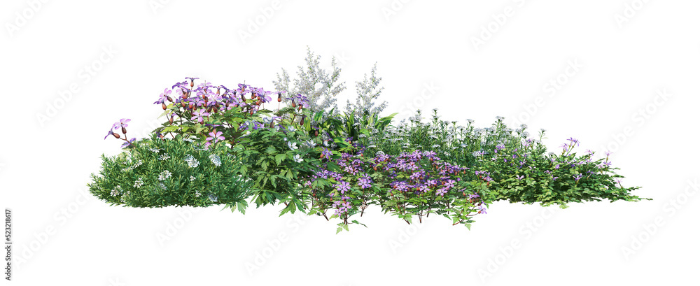 Sticker shrubs and flower on a transparent background