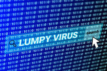 lumpy virus search on internet with digital number and click icon illustration image.