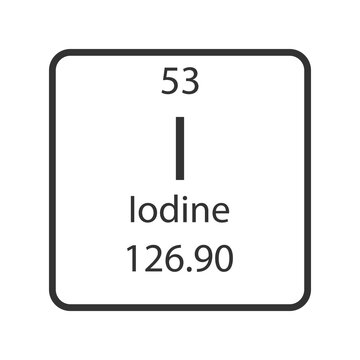 Iodine symbol. Chemical element of the periodic table. Vector illustration.
