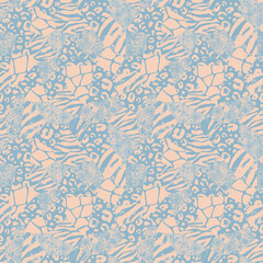 Trendy imitation sewn pieces of fabric in patchwork style. Hand drawn modern collage