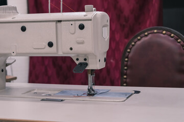 Sewing machine in the workshop