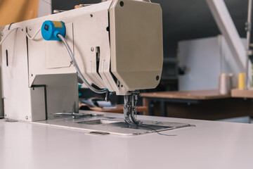 Sewing machine in the workshop
