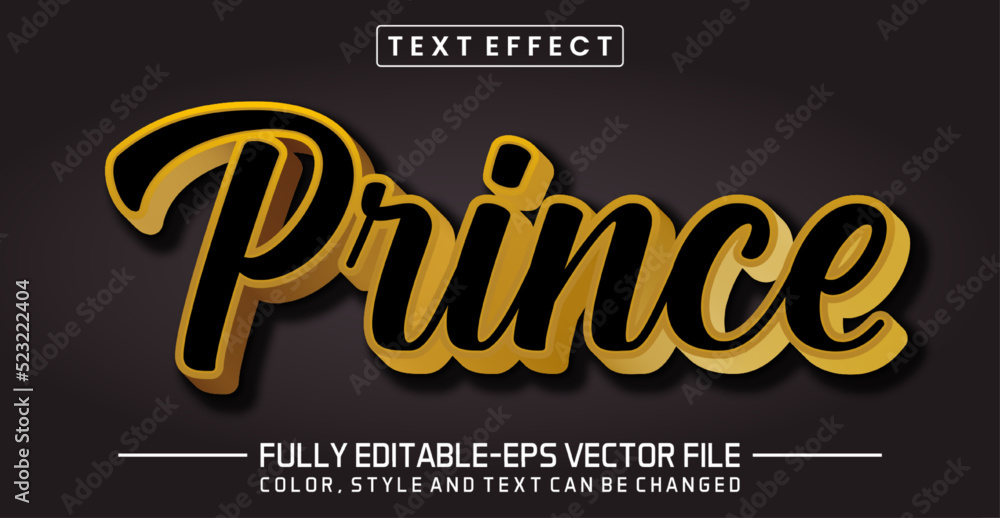Poster editable text effect - prince black and gold color gradient text style theme