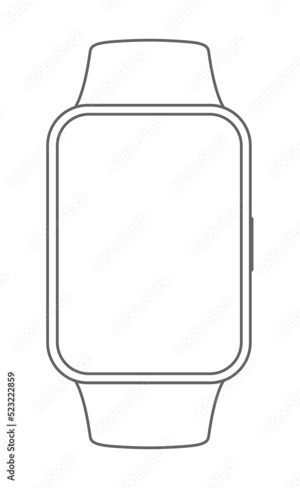 Poster outline smart watch. empty white display wrist watch. outline watch. smart watch display with white 