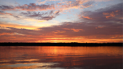 Fototapeta na wymiar sunset over the river, natural background