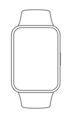 Outline smart watch. Empty white display wrist watch. Outline watch. Smart watch display with white screen. Vector stock.