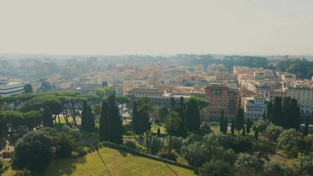 Flying over Oppian Hill Park in Rome