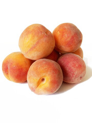 Fototapeta na wymiar juicy ripe peaches on white background 