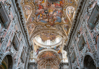 frescoed ceiling of a Baroque church in Palermo