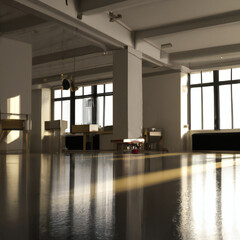 Modern Dance Ballet Studio in Sunlight