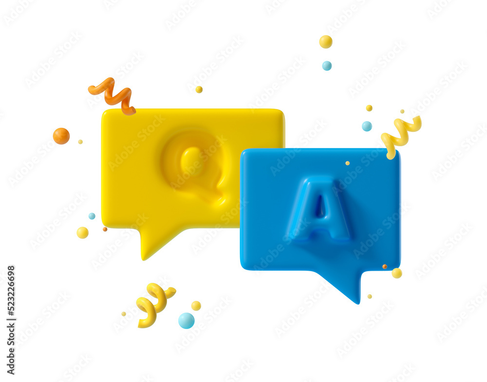 Poster minimal background for online education concept. questions and answers icon isolated on transparent 