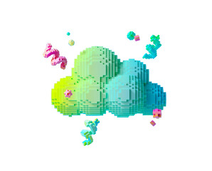 Obraz premium Minimal background for online technology and metaverse concept. Pixel could isolated on transparent background. 3d rendering illustration. PNG