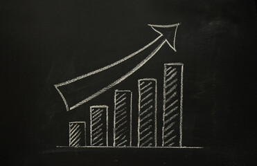 Hand drawn growing chalk graph on a blackboard. 4K stop motion animation