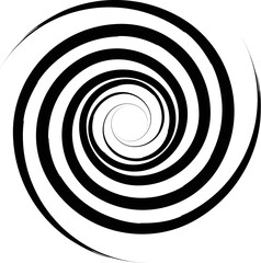 Black and White Circular Trio Twirl, three twisted swirl elements of abstract design. Smooth spiral collection of curved lines create a circular motion elements. For textile printing abstract VECTOR